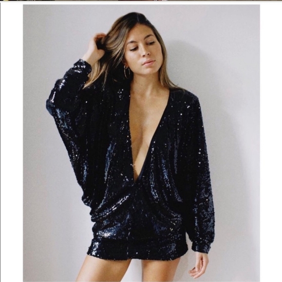 Zara Multi Position Black Sequin Dress NWT - Picture 5 of 11